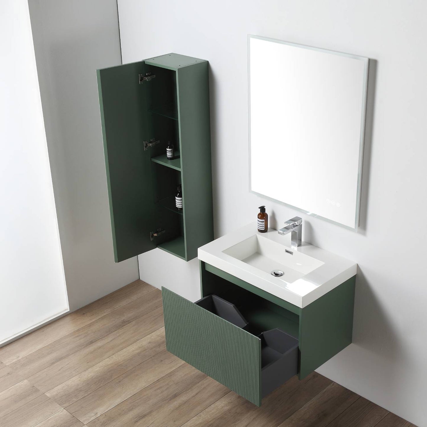 Blossom 028 30 27 A SC Blossom 30" Floating Bathroom Vanity with Sink & Side Cabinet - Aventurine Green 028 30 27 A SC