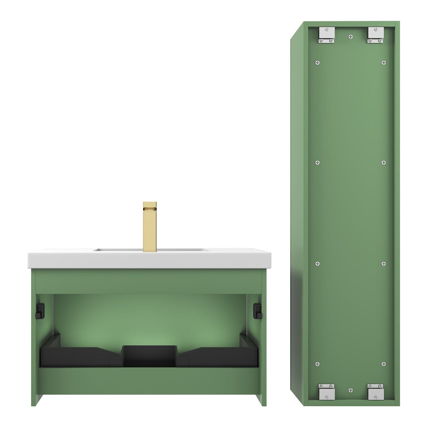 Blossom 028 30 27 A SC Blossom 30" Floating Bathroom Vanity with Sink & Side Cabinet - Aventurine Green 028 30 27 A SC