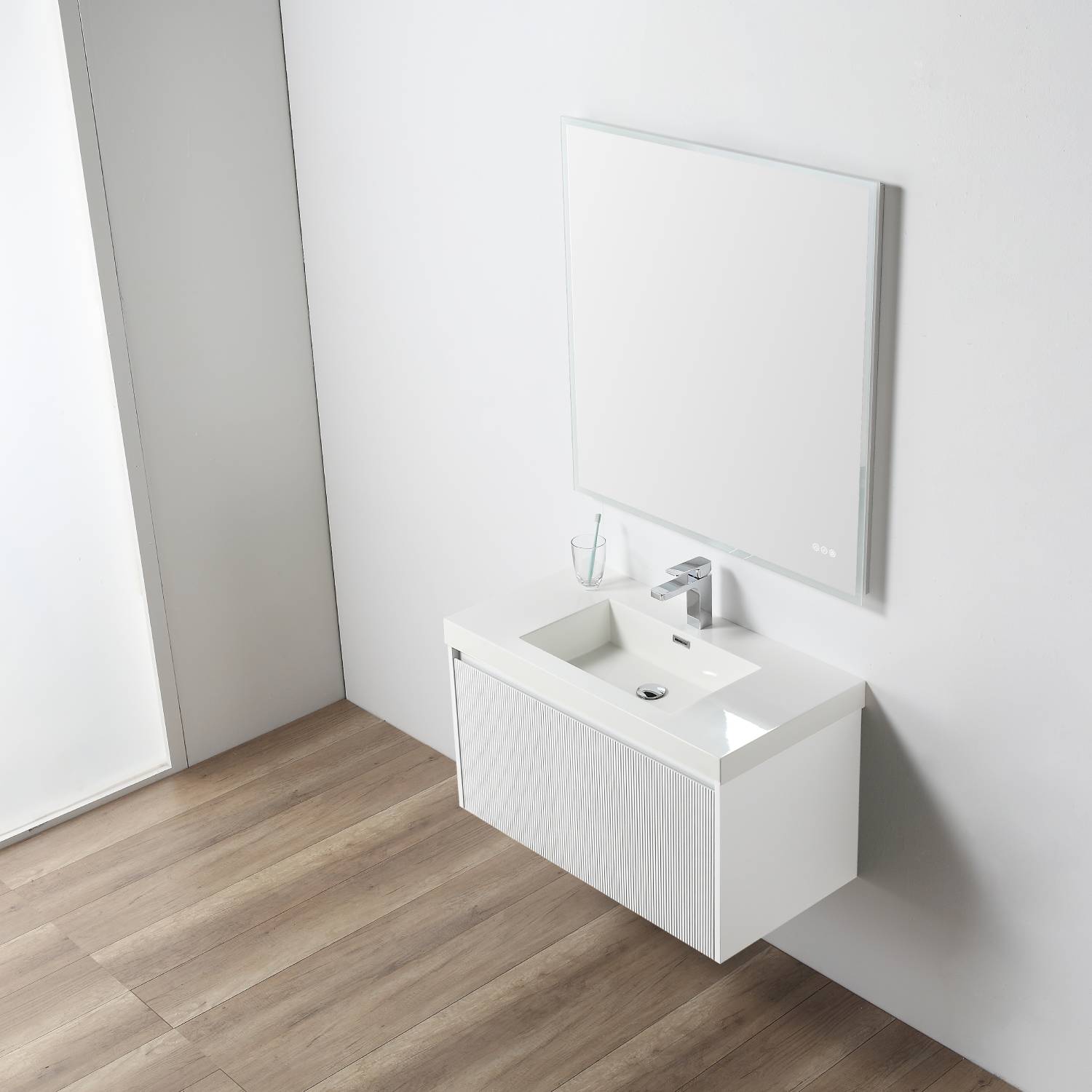 Blossom 028 36 01 A Blossom 36" Floating Bathroom Vanity with Sink - Matte White 028 36 01 A