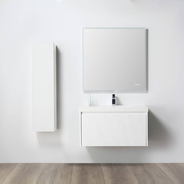 Blossom 028 36 01 A SC Blossom 36 Floating Bathroom Vanity with Sink & Side Cabinet - Matte White 028 36 01 A SC