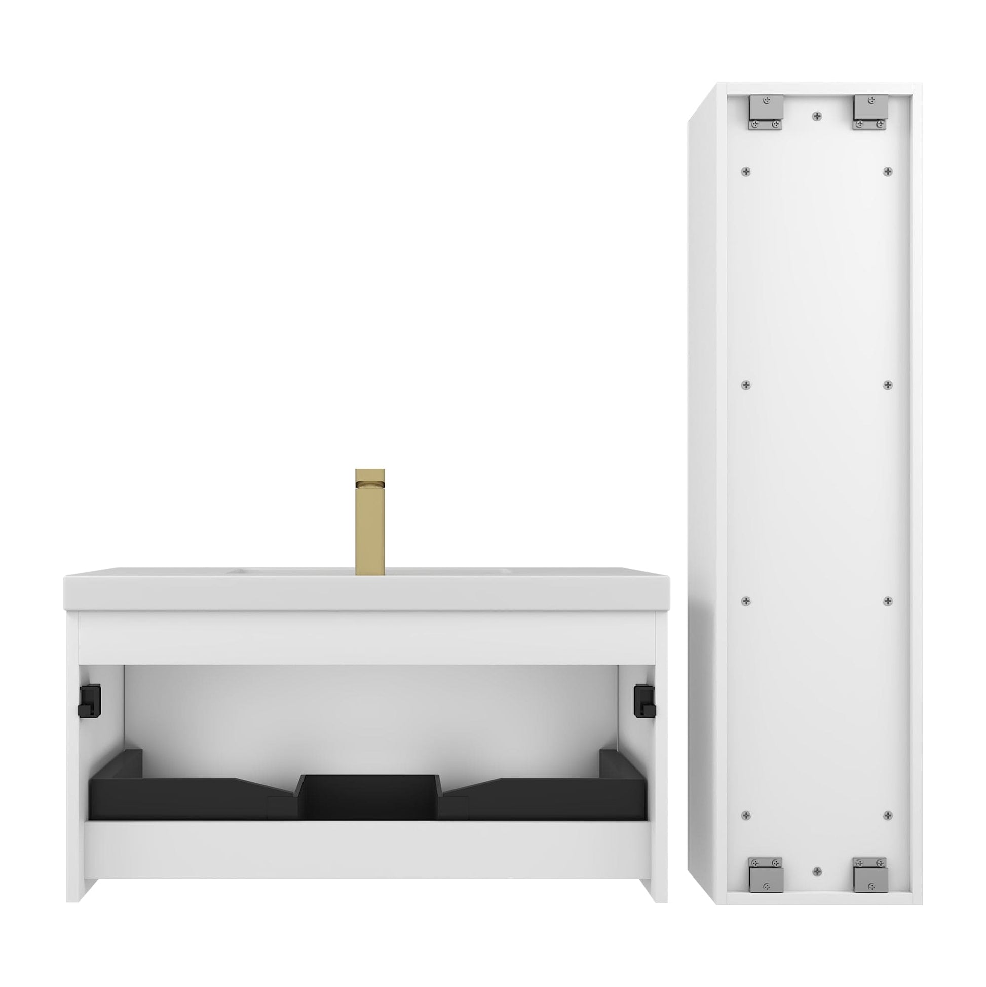 Blossom 028 36 01 A SC Blossom 36" Floating Bathroom Vanity with Sink & Side Cabinet - Matte White 028 36 01 A SC