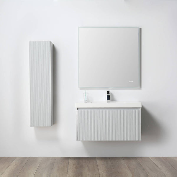 Blossom 028 36 15 A SC Blossom 36 Floating Bathroom Vanity with Sink & Side Cabinet - Light Gray 028 36 15 A SC