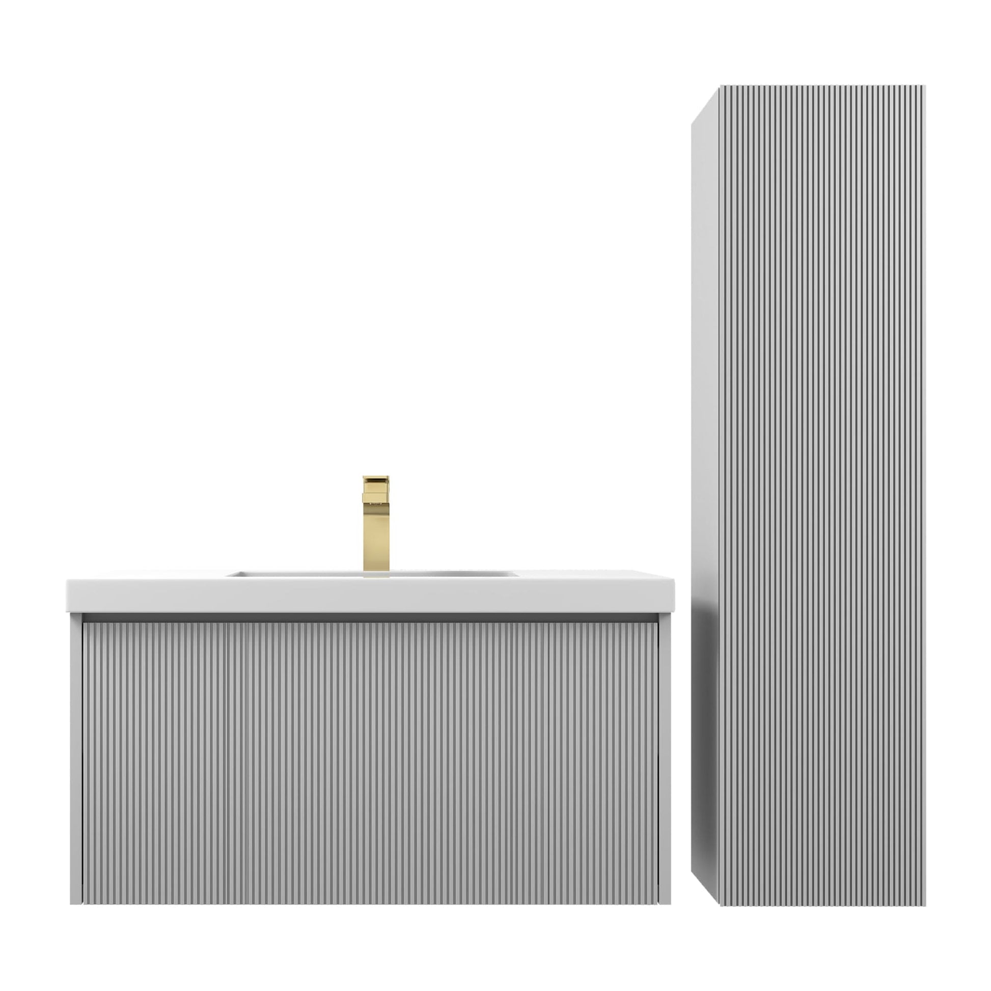 Blossom 028 36 15 A SC Blossom 36" Floating Bathroom Vanity with Sink & Side Cabinet - Light Gray 028 36 15 A SC