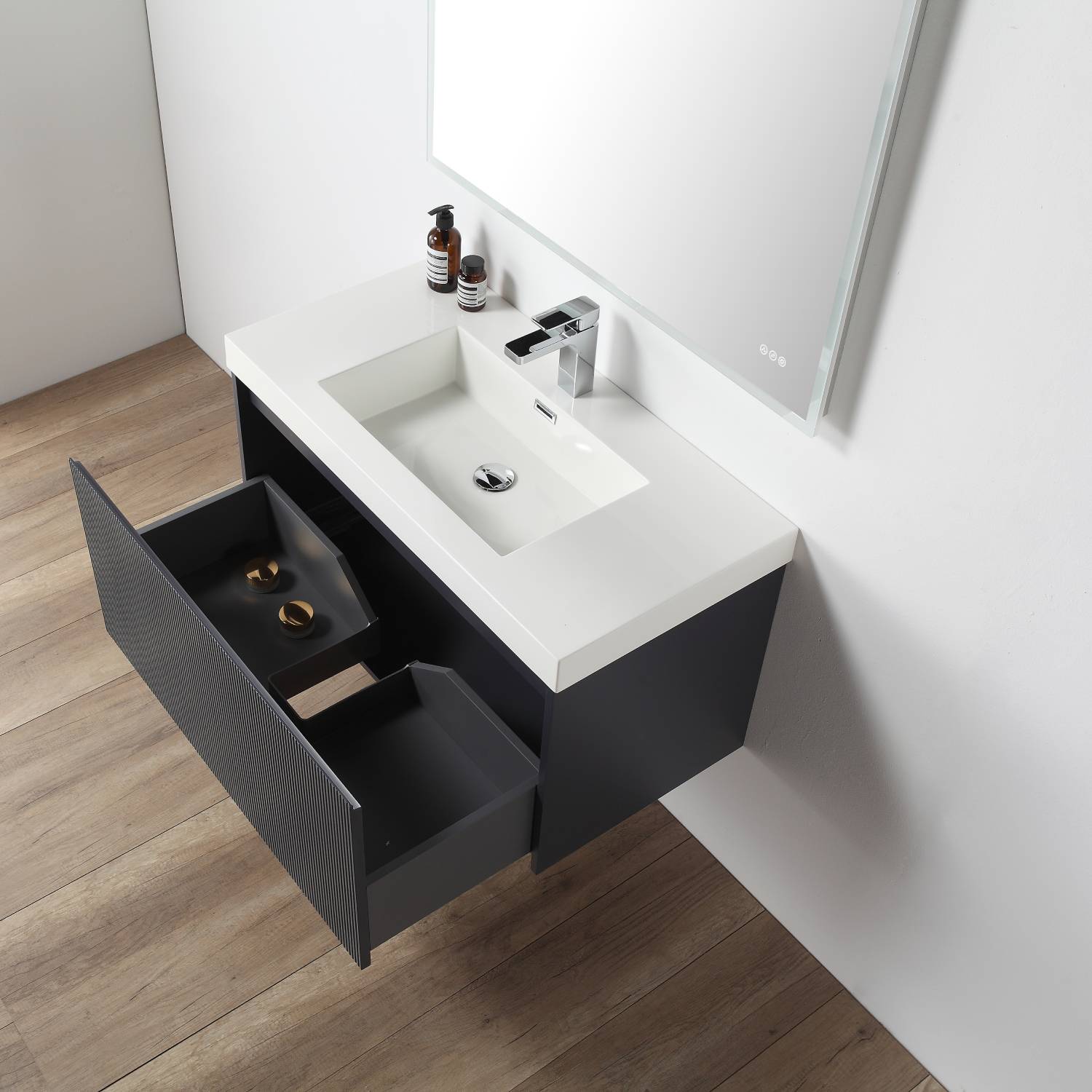 Blossom 028 36 26 A SC Blossom 36" Floating Bathroom Vanity with Sink & Side Cabinet - Night Blue 028 36 26 A SC