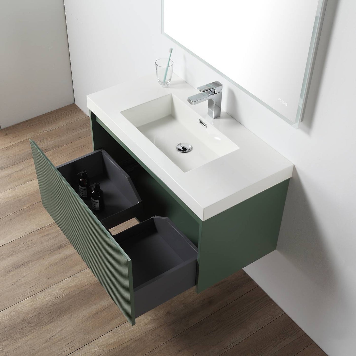 Blossom 028 36 27 A Blossom 36" Floating Bathroom Vanity with Sink - Aventurine Green 028 36 27 A