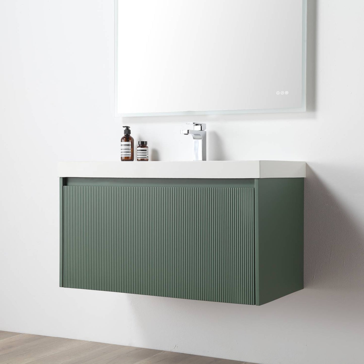 Blossom 028 36 27 A SC Blossom 36" Floating Bathroom Vanity with Sink & Side Cabinet - Aventurine Green 028 36 27 A SC