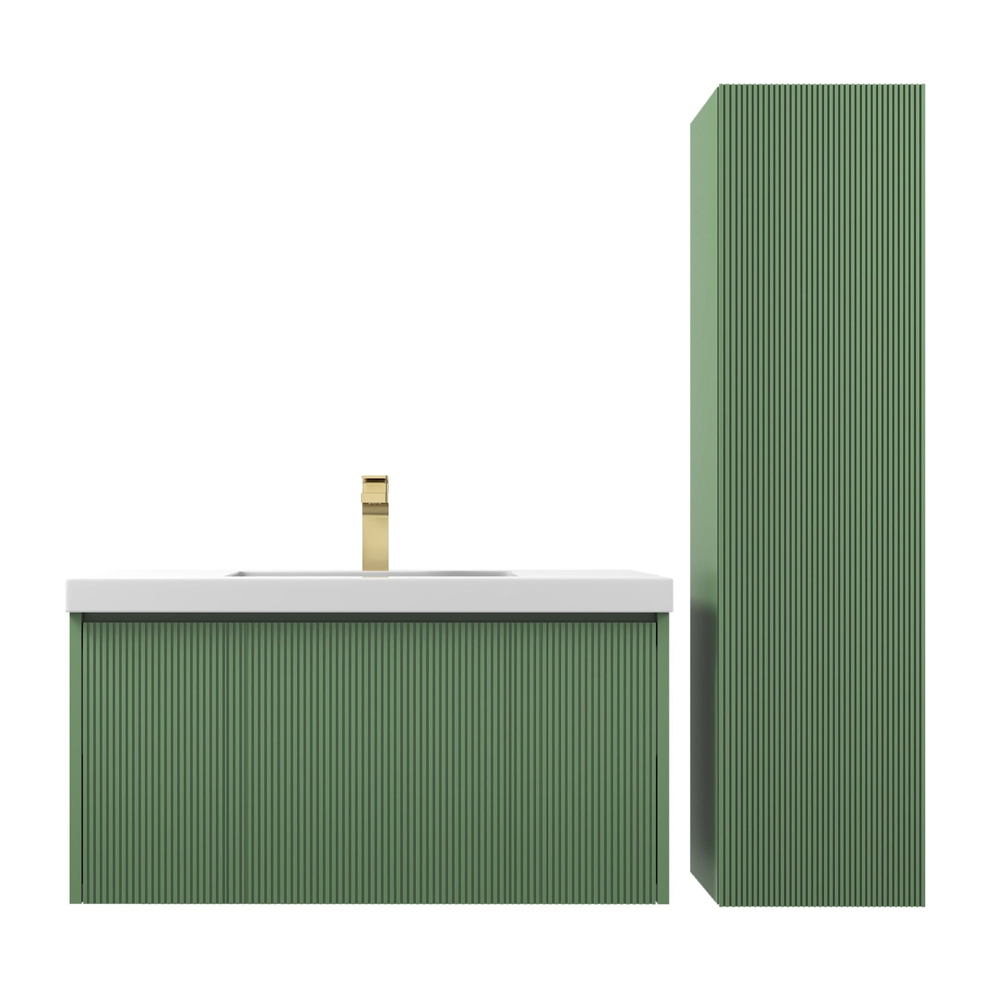 Blossom 028 36 27 A SC Blossom 36" Floating Bathroom Vanity with Sink & Side Cabinet - Aventurine Green 028 36 27 A SC