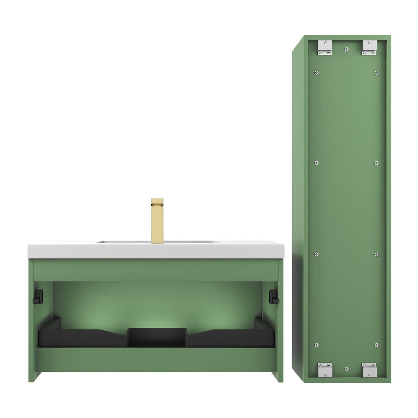 Blossom 028 36 27 A SC Blossom 36" Floating Bathroom Vanity with Sink & Side Cabinet - Aventurine Green 028 36 27 A SC