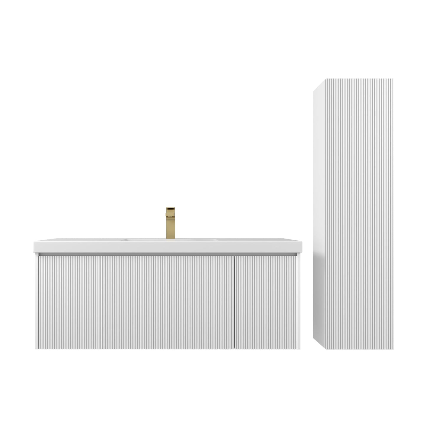 Blossom 028 48 01S A 2SC Blossom 48" Floating Bathroom Vanity with Single Sink & 2 Side Cabinets - Matte White 028 48 01S A 2SC