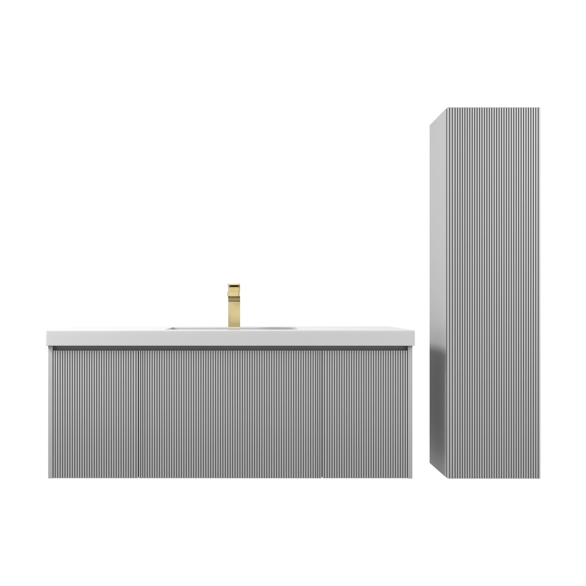 Blossom 028 48 15S A 2SC Blossom 48" Floating Bathroom Vanity with Single Sink & 2 Side Cabinets - Light Gray 028 48 15S A 2SC