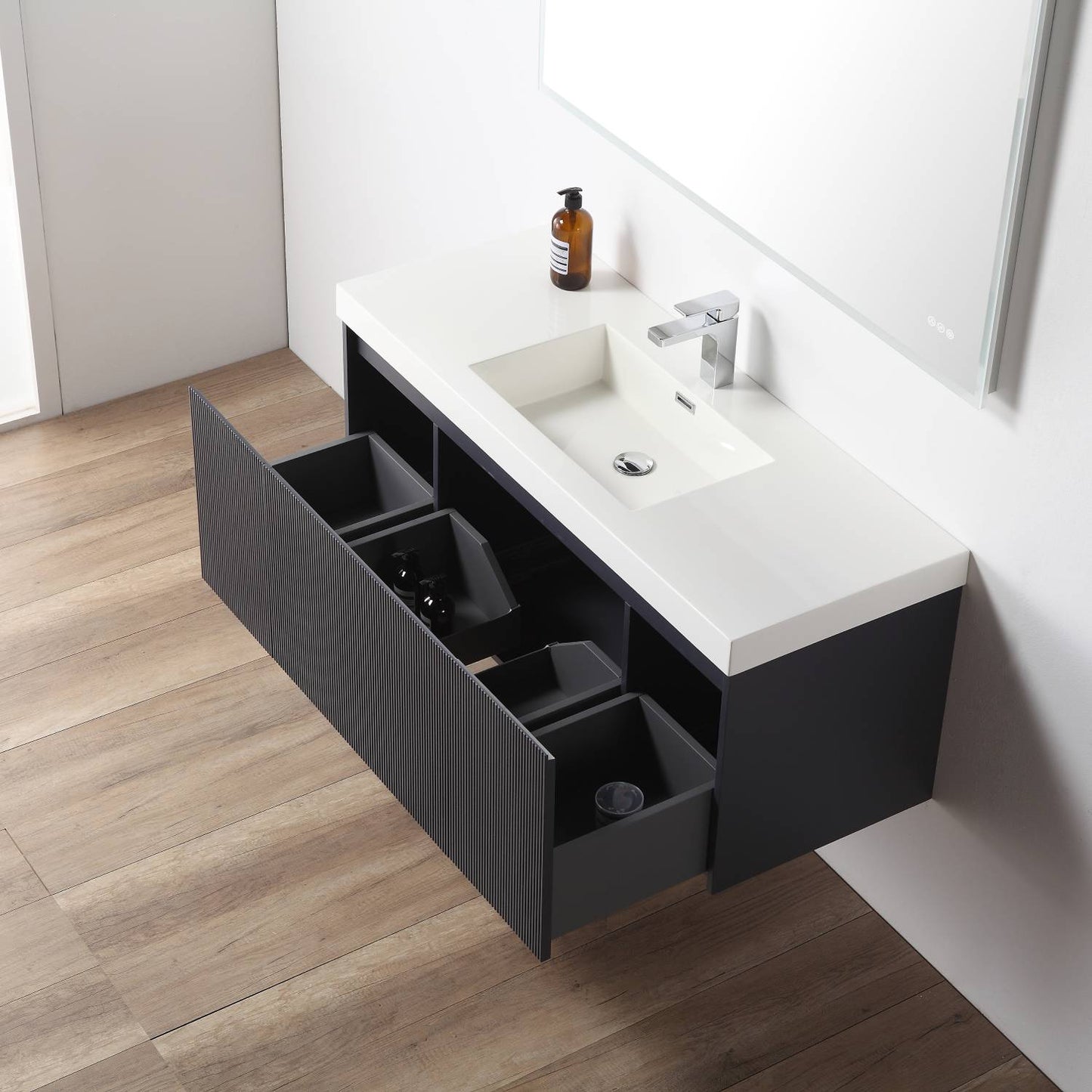 Blossom 028 48 26S A 2SC Blossom 48" Floating Bathroom Vanity with Single Sink & 2 Side Cabinets -  Night Blue 028 48 26S A 2SC