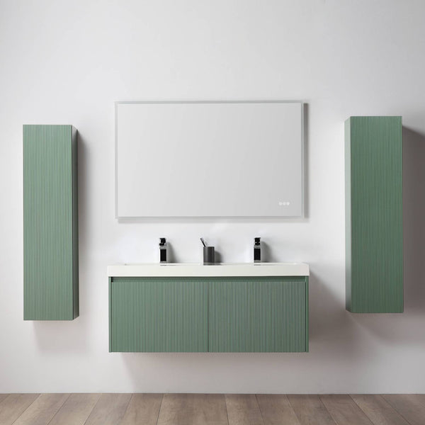 Blossom 028 48 27D A 2SC Blossom 48 Floating Bathroom Vanity with Double Sink & 2 Side Cabinets - Aventurine Green 028 48 27D A 2SC