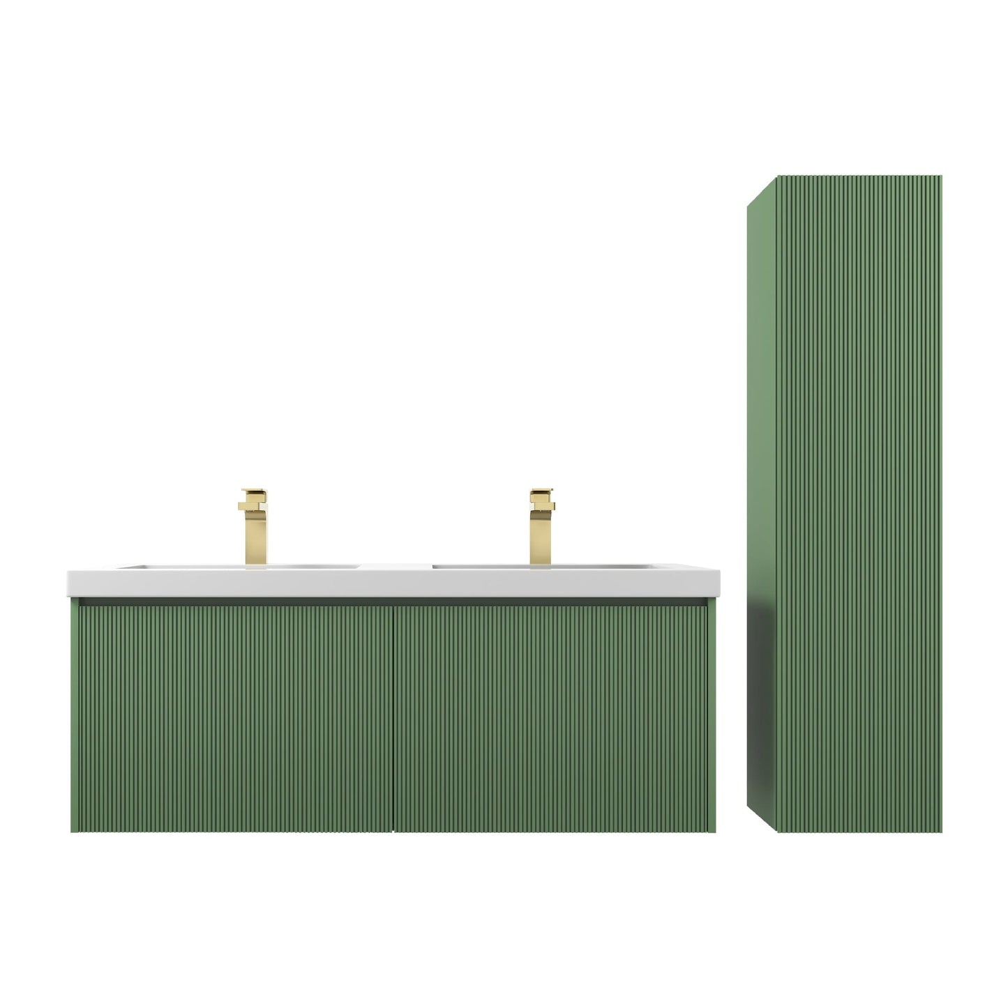 Blossom 028 48 27D A 2SC Blossom 48" Floating Bathroom Vanity with Double Sink & 2 Side Cabinets - Aventurine Green 028 48 27D A 2SC