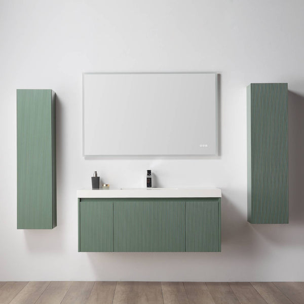 Blossom 028 48 27S A 2SC Blossom 48 Floating Bathroom Vanity with Single Sink & 2 Side Cabinets - Aventurine Green 028 48 27S A 2SC