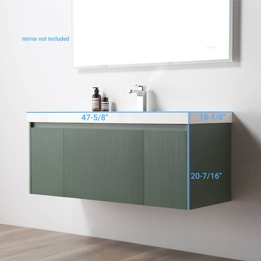 Blossom 028 48 27S A 2SC Blossom 48" Floating Bathroom Vanity with Single Sink & 2 Side Cabinets - Aventurine Green 028 48 27S A 2SC