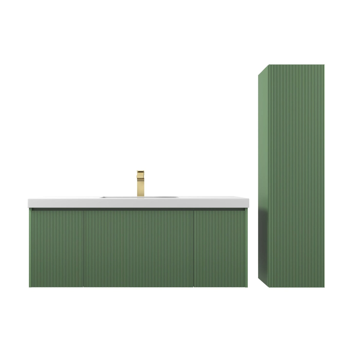 Blossom 028 48 27S A 2SC Blossom 48" Floating Bathroom Vanity with Single Sink & 2 Side Cabinets - Aventurine Green 028 48 27S A 2SC