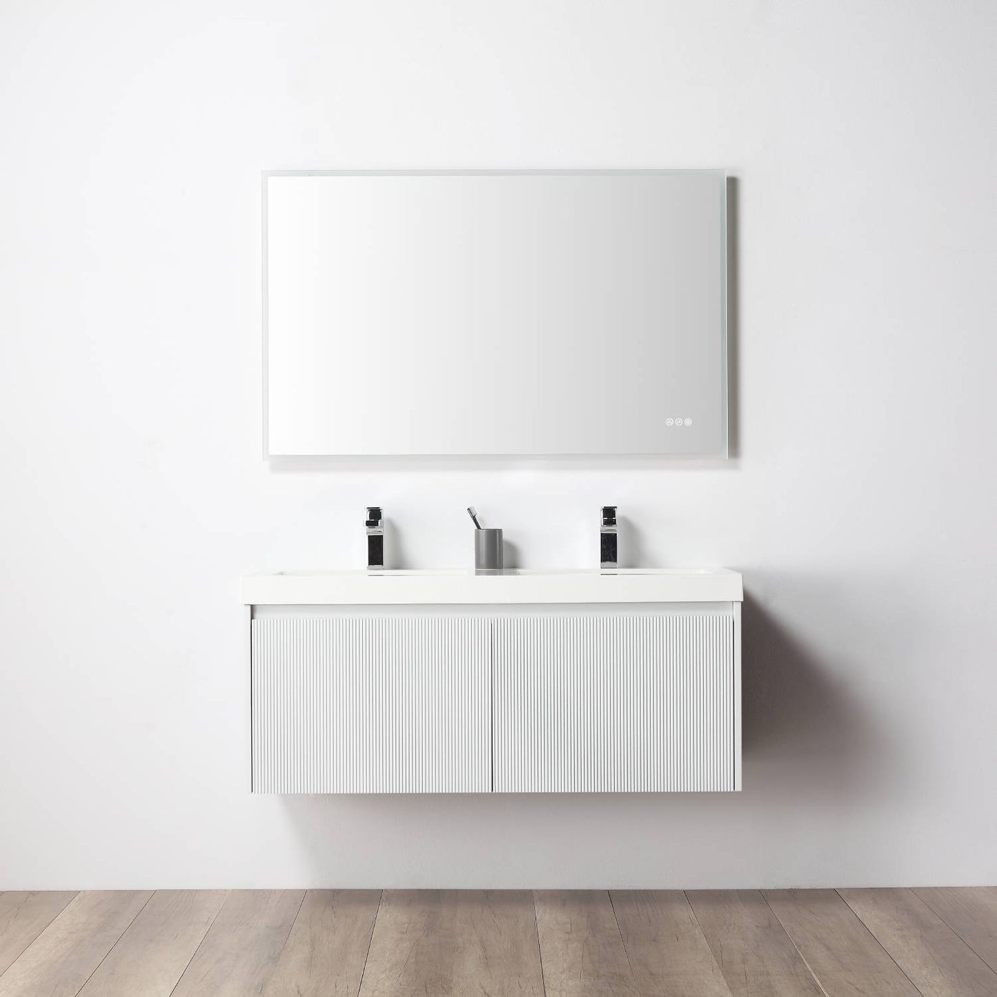 Blossom 028 48D 01 A Blossom 48" Floating Bathroom Vanity with Double Sink - Matte White 028 48D 01 A