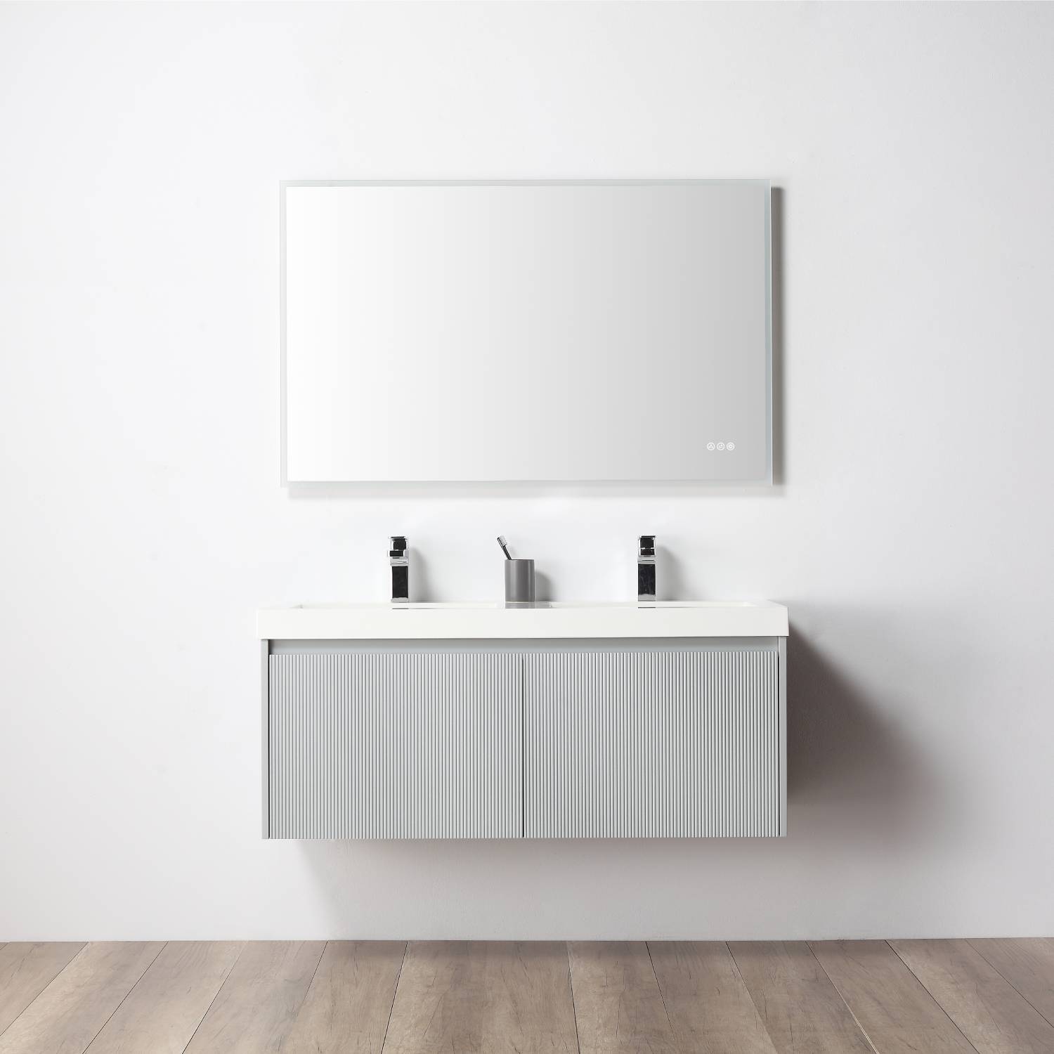 Blossom 028 48D 15 A Blossom 48" Floating Bathroom Vanity with Double Sink - Light Gray 028 48D 15 A