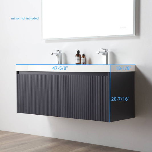 Blossom 028 48D 26 A Blossom 48" Floating Bathroom Vanity with Double Sink - Night Blue 028 48D 26 A