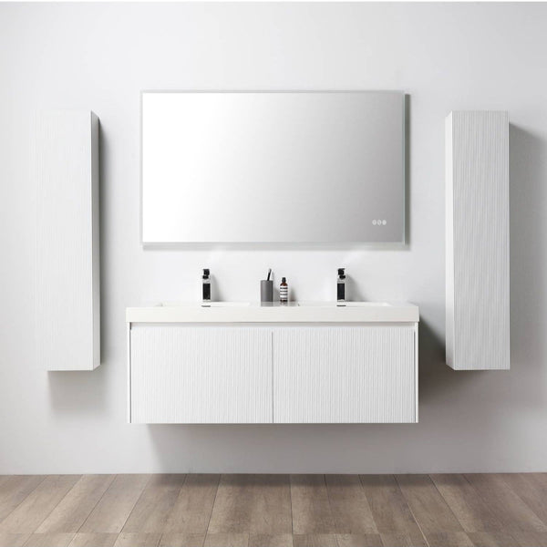 Blossom 028 60 01 A 2SC Blossom 60 Floating Bathroom Vanity with Sink & 2 Side Cabinets - Matte White 028 60 01 A 2SC