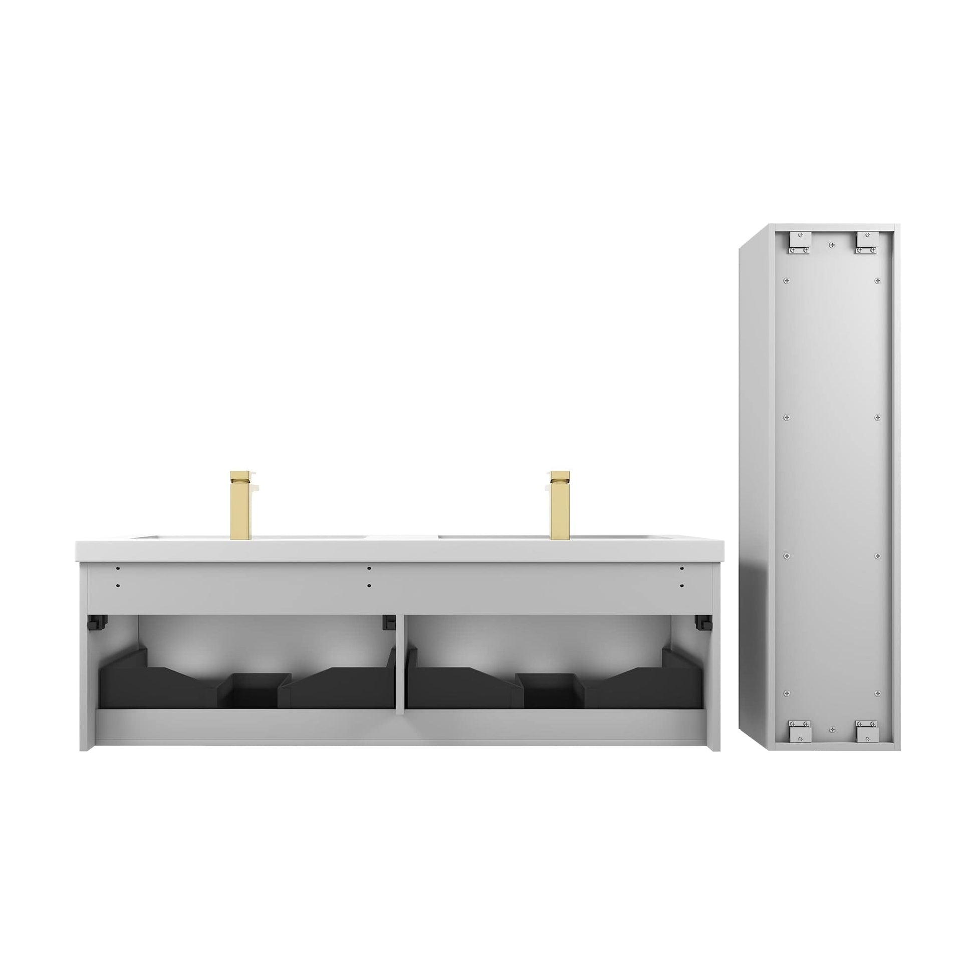 Blossom 028 60 15 A 2SC Blossom 60" Floating Bathroom Vanity with Sink & 2 Side Cabinets - Light Gray 028 60 15 A 2SC