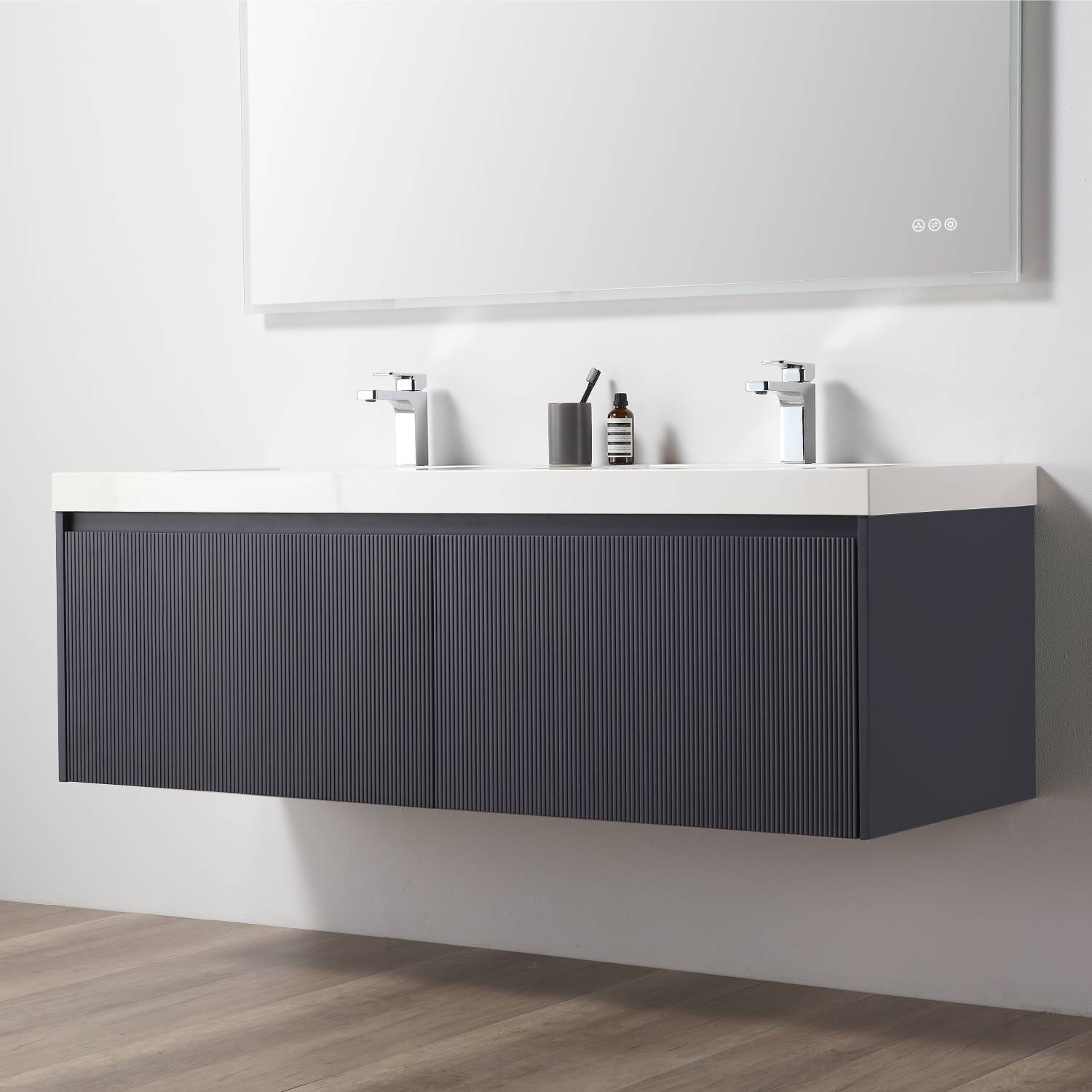 Blossom 028 60 26 A 2SC Blossom 60" Floating Bathroom Vanity with Sink & 2 Side Cabinets - Night Blue 028 60 26 A 2SC