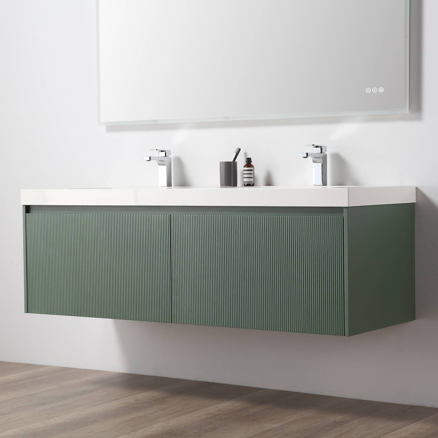 Blossom 028 60 27 A 2SC Blossom 60" Floating Bathroom Vanity with Sink & 2 Side Cabinets - Aventurine Green 028 60 27 A 2SC