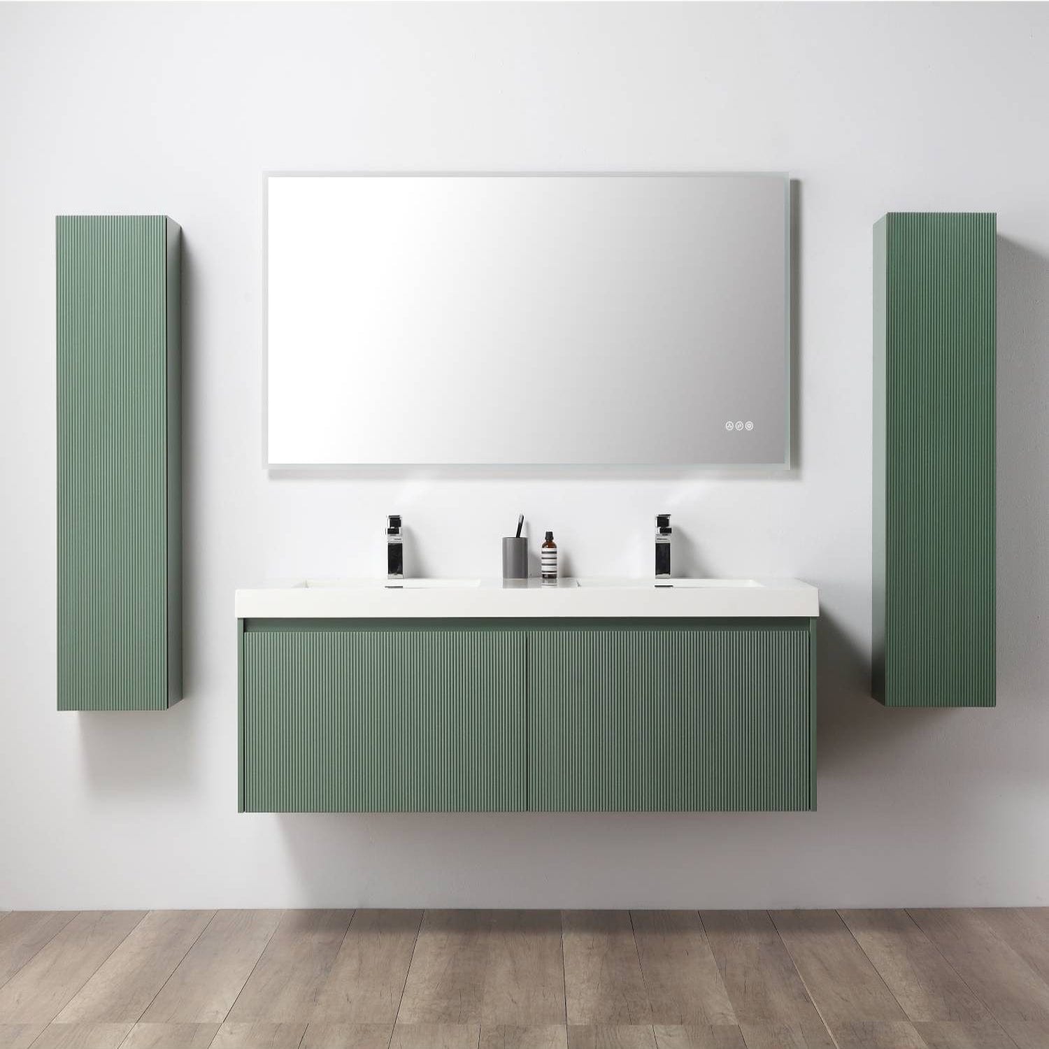 Blossom 028 60 27 A 2SC Blossom 60" Floating Bathroom Vanity with Sink & 2 Side Cabinets - Aventurine Green 028 60 27 A 2SC