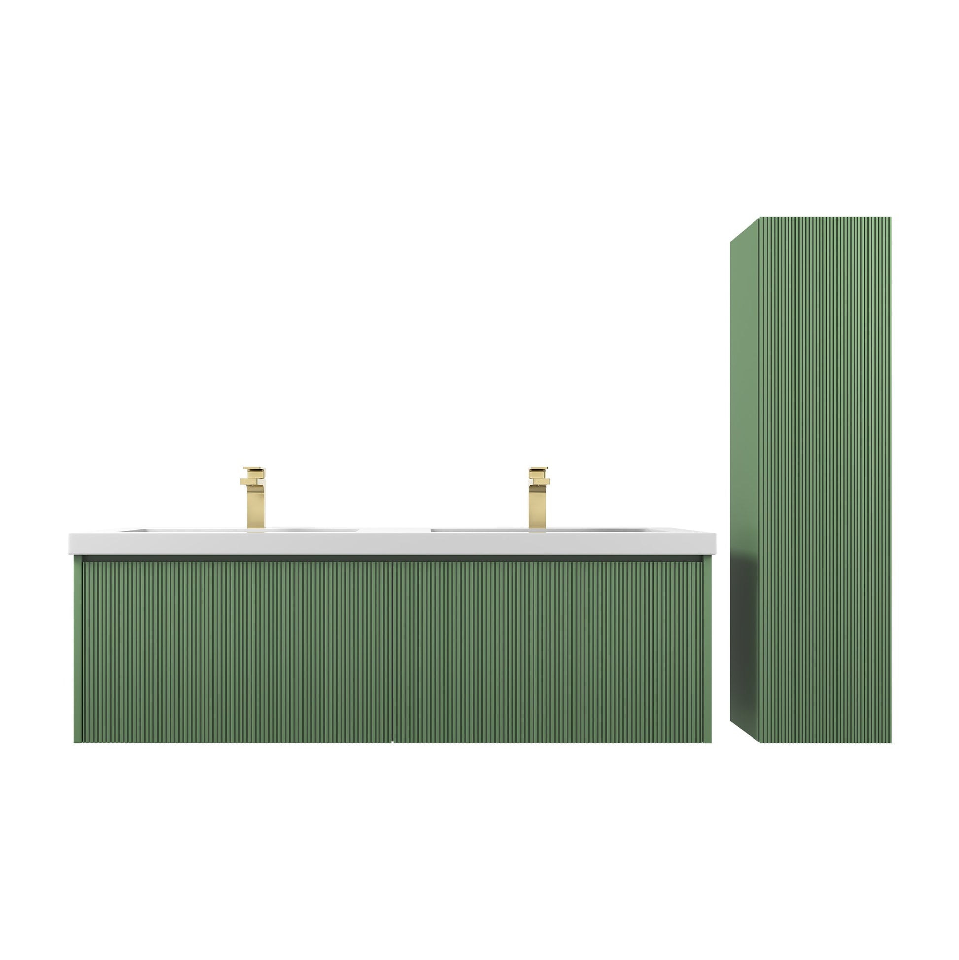 Blossom 028 60 27 A 2SC Blossom 60" Floating Bathroom Vanity with Sink & 2 Side Cabinets - Aventurine Green 028 60 27 A 2SC