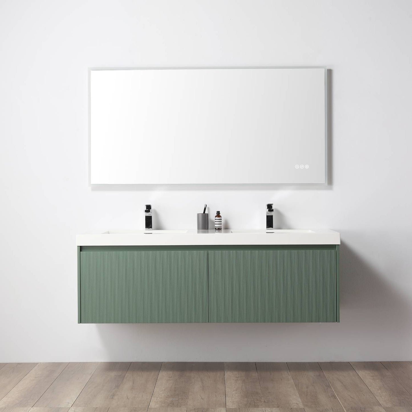 Blossom 028 60 27 A Blossom 60" Floating Bathroom Vanity with Sink - Aventurine Green 028 60 27 A