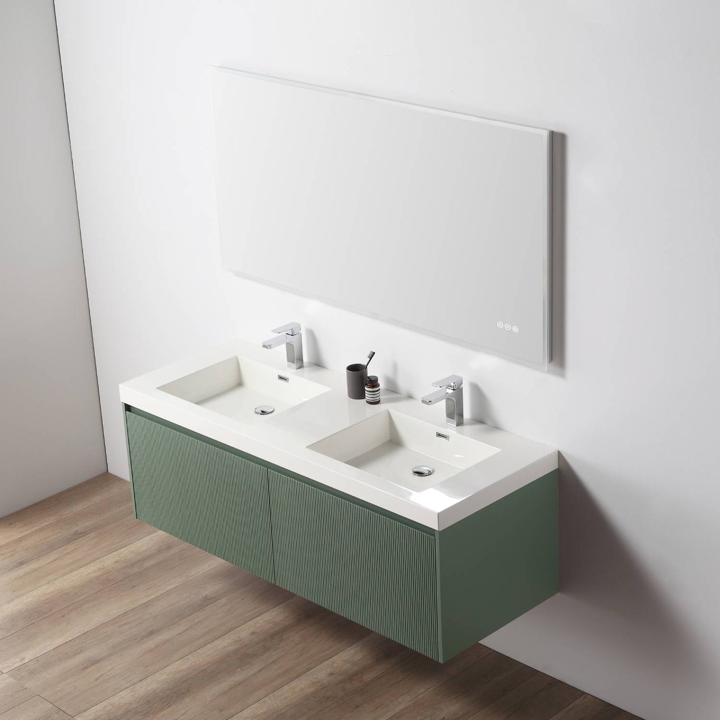 Blossom 028 60 27 A Blossom 60" Floating Bathroom Vanity with Sink - Aventurine Green 028 60 27 A