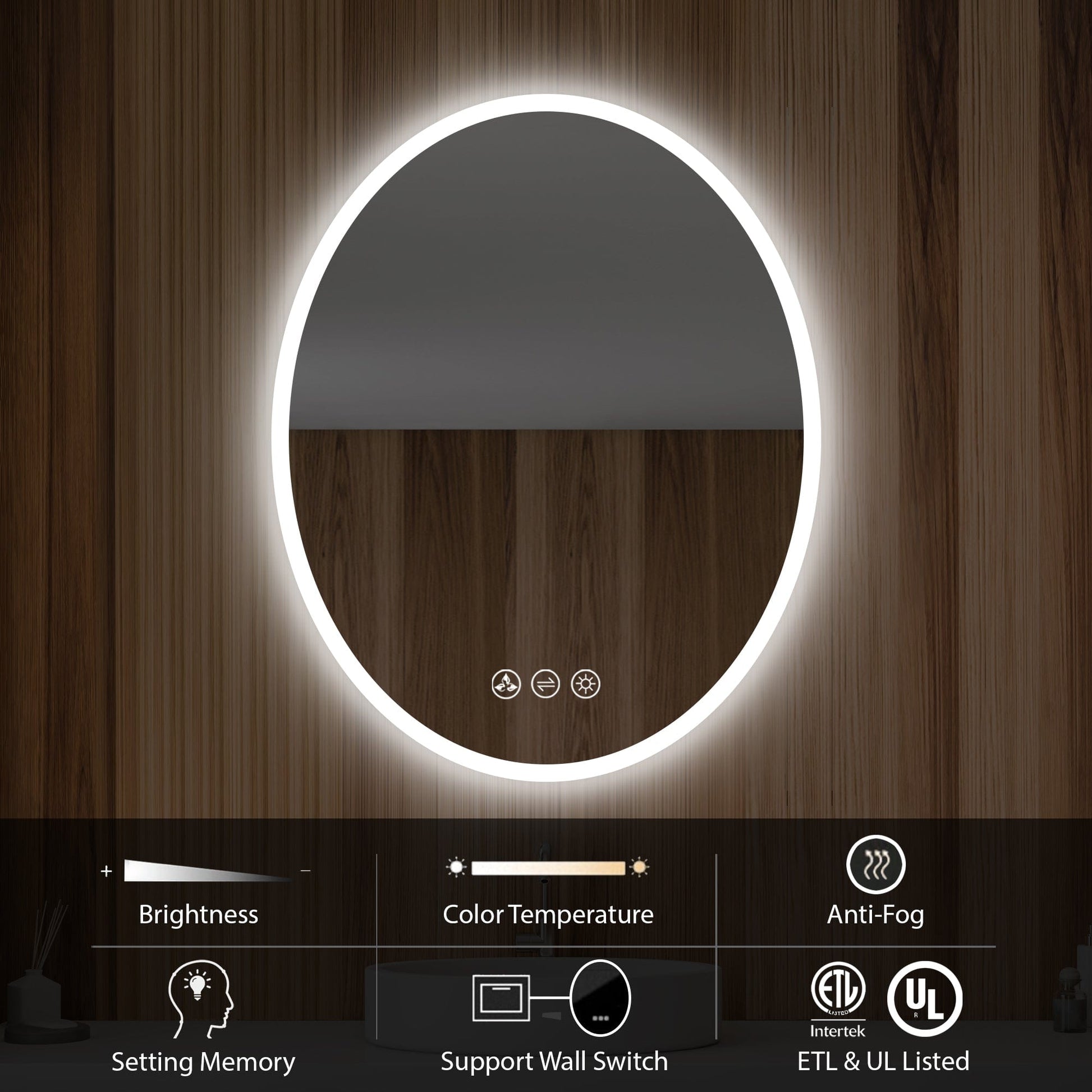 Blossom LED M6 2436 Blossom Oval - 24'' LED Mirror Frosted Side LED M6 2436