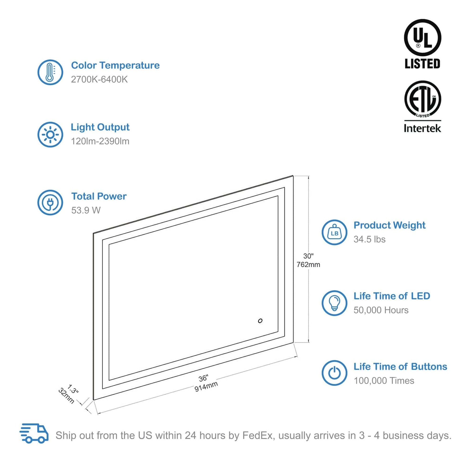 Blossom LED M8 3630 Blossom Lyra - 36'' LED Mirror LED M8 3630