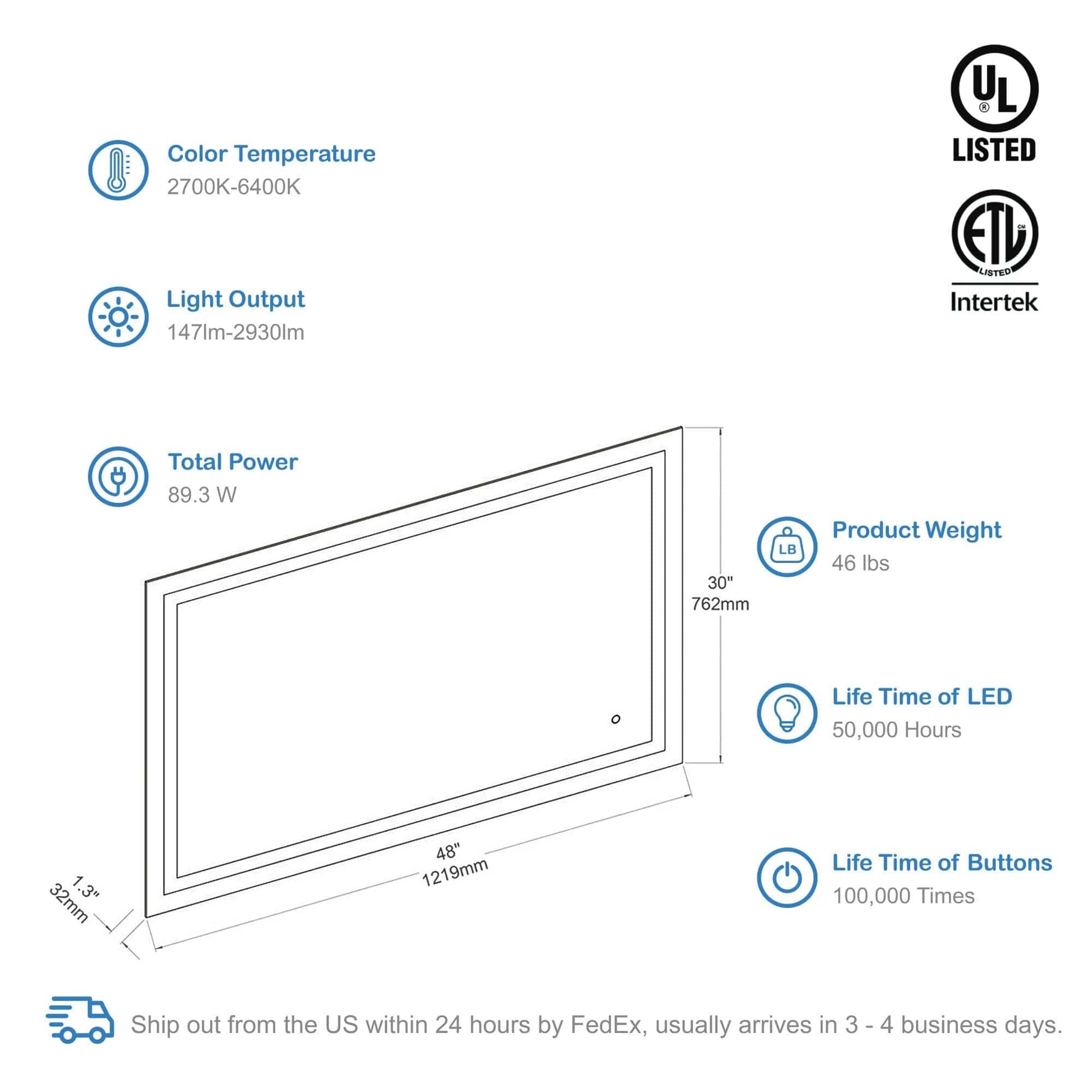 Blossom LED M8 4830 Blossom Lyra - 48'' LED Mirror LED M8 4830