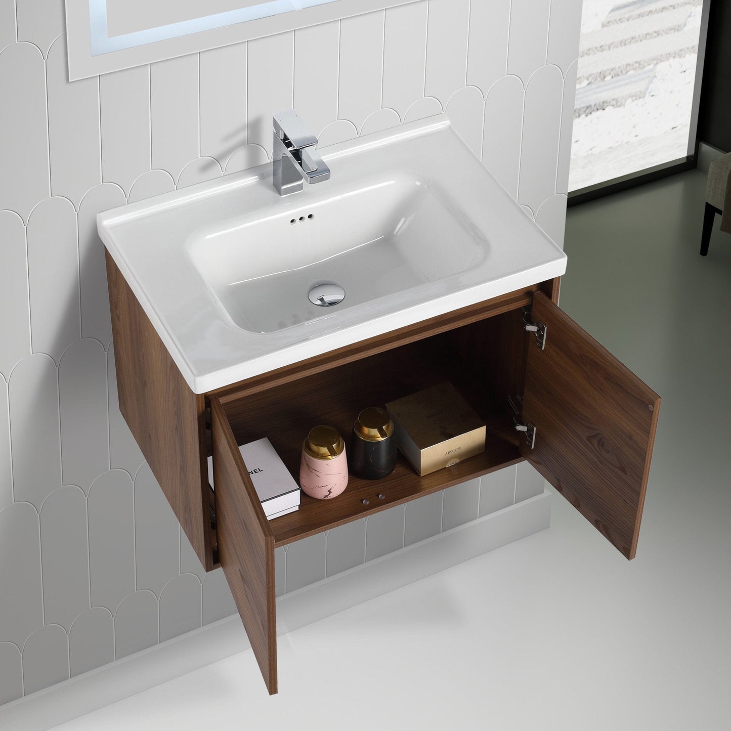 Blossom V8035 28 11 C Blossom Bern 28″ Vanity With Ceramic Basin - Brown Walnut V8035 28 11 C