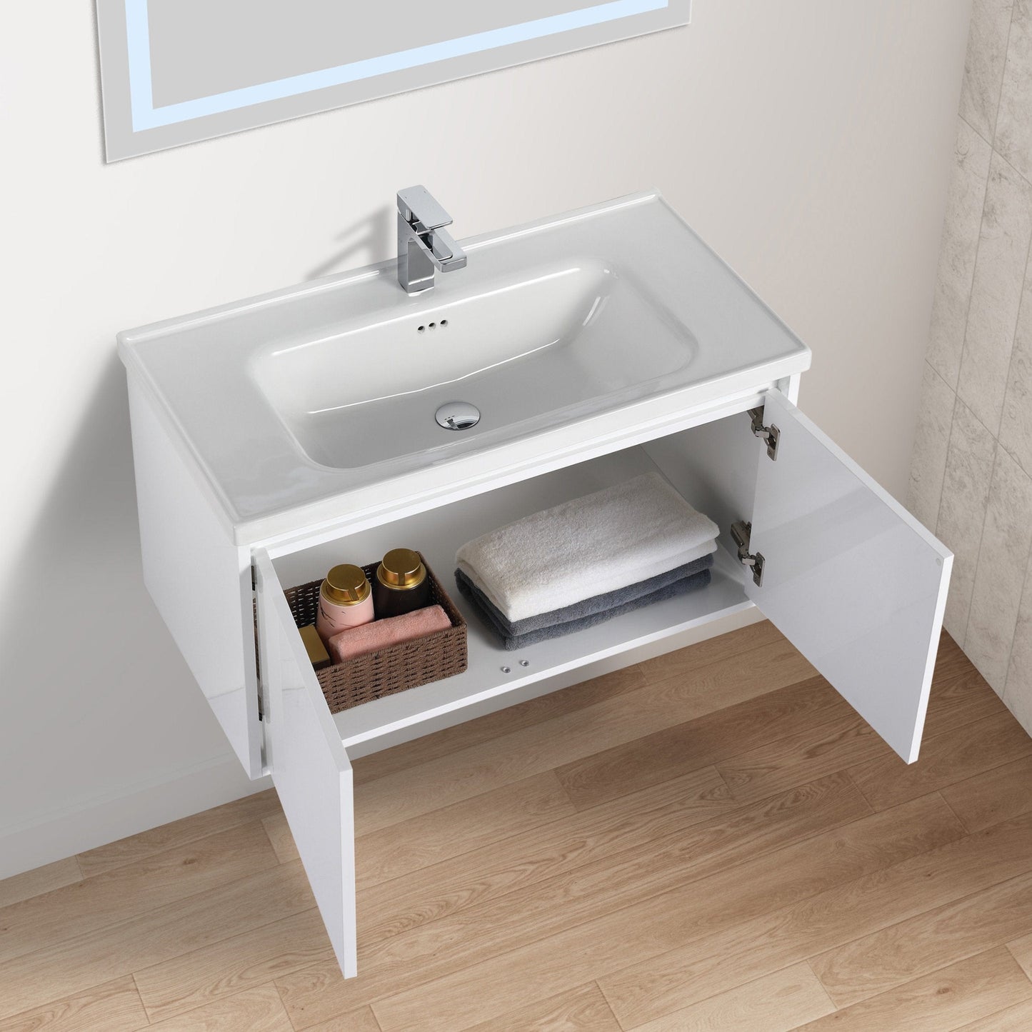 Blossom V8035 36 01 C Blossom Bern 36″ Vanity With Ceramic Basin - Glossy White V8035 36 01 C