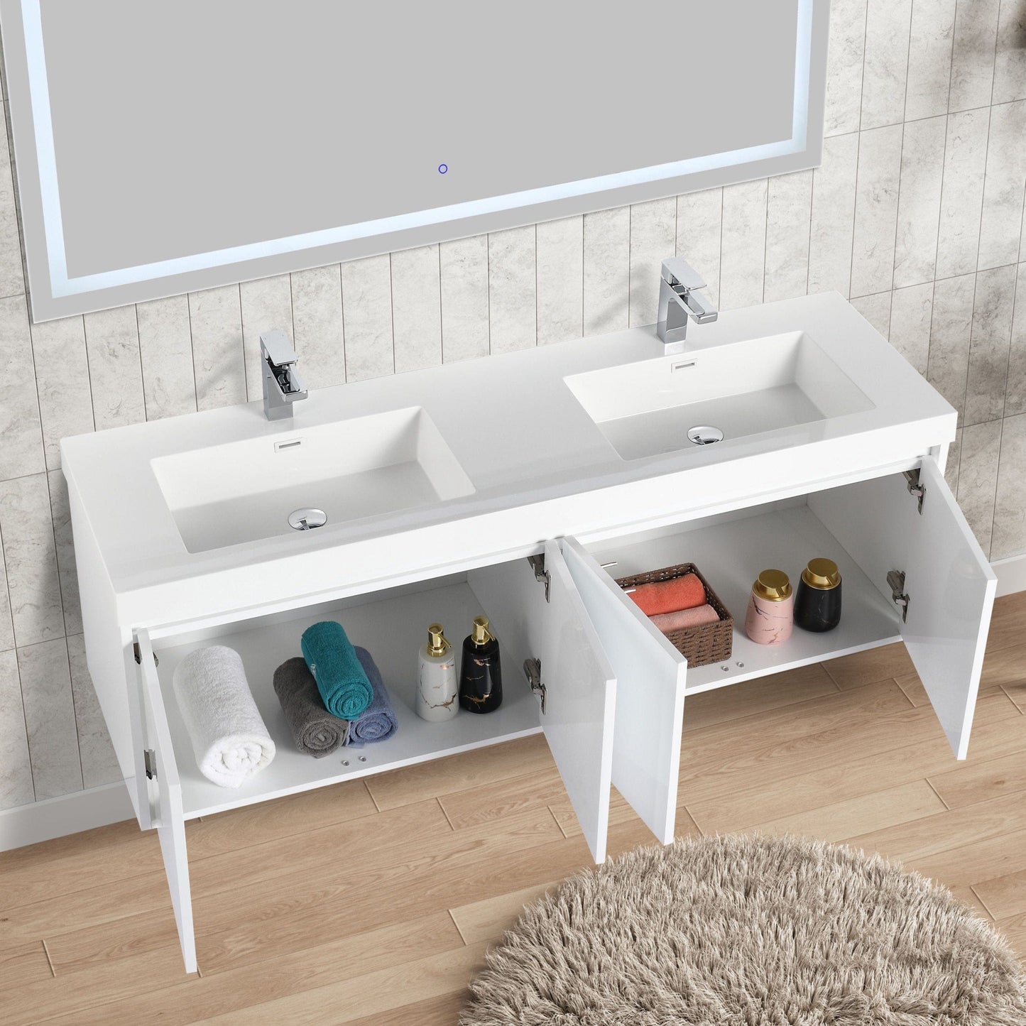 Blossom V8035 60 01 D Blossom Bern 60″ Double Vanity - Glossy White V8035 60 01 D