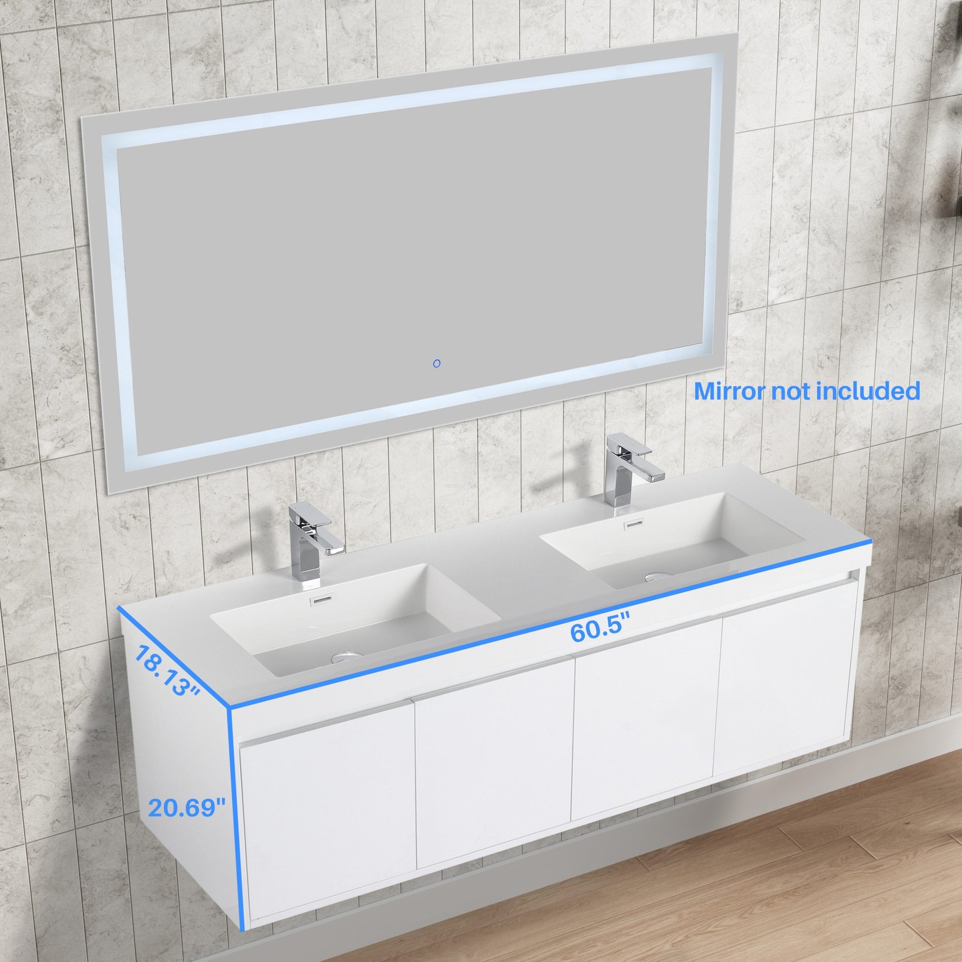 Blossom V8035 60 01 D Blossom Bern 60″ Double Vanity - Glossy White V8035 60 01 D