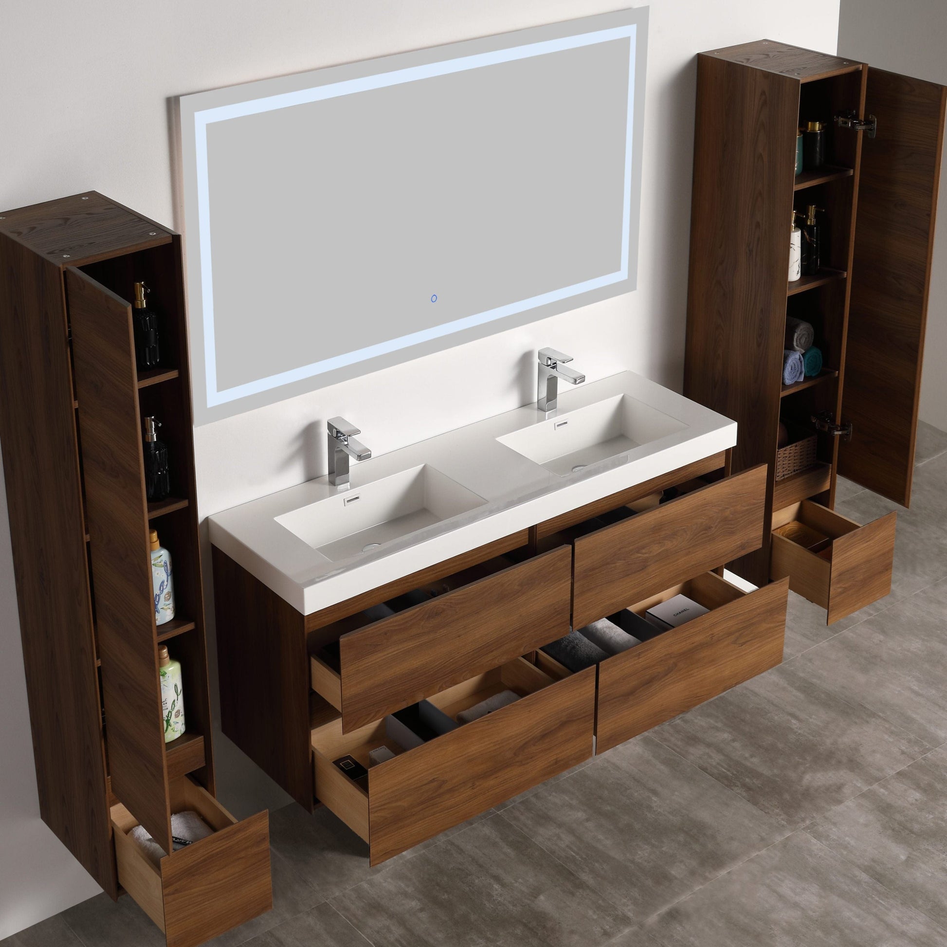 Blossom V8036 48 11  Blossom Assisi 48″ Vanity Double Sink - Brown Walnut V8036 48 11 