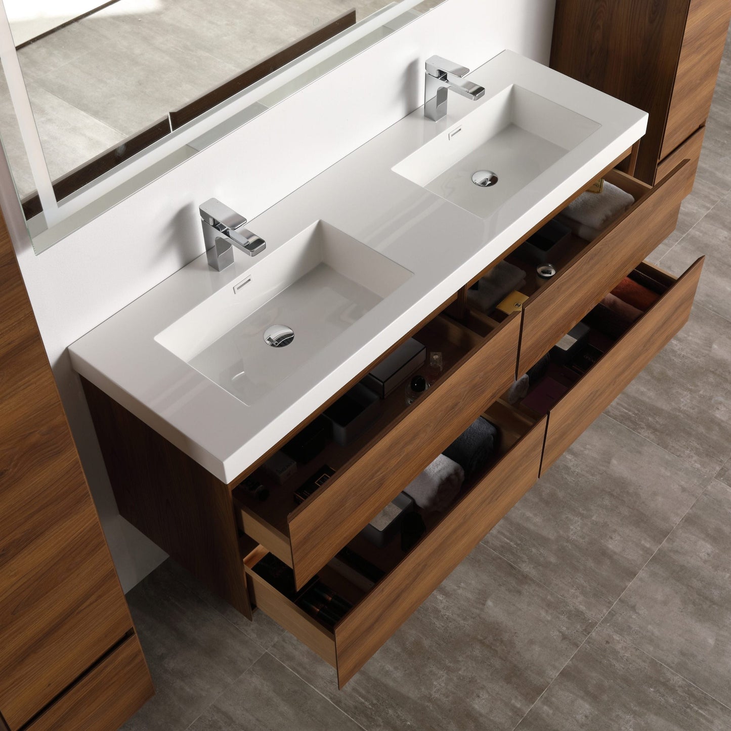 Blossom V8036 60 11 Blossom Assisi 60″ Vanity Double Sink - Brown Walnut V8036 60 11