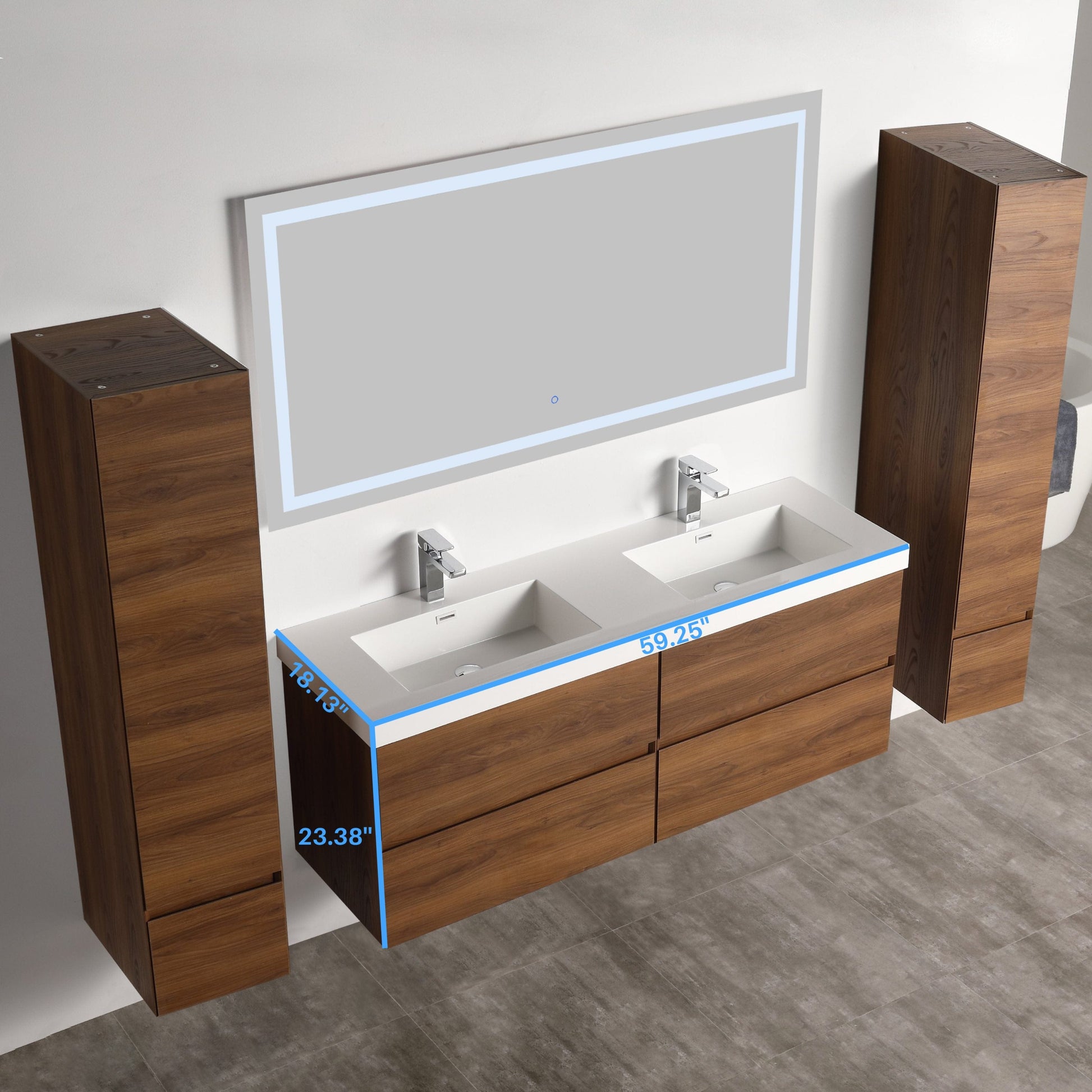 Blossom V8036 60 11 Blossom Assisi 60″ Vanity Double Sink - Brown Walnut V8036 60 11