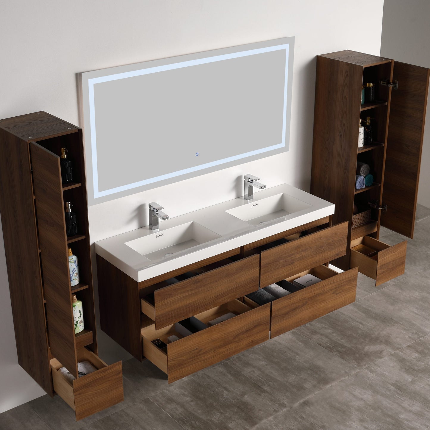 Blossom V8036 60 11 Blossom Assisi 60″ Vanity Double Sink - Brown Walnut V8036 60 11