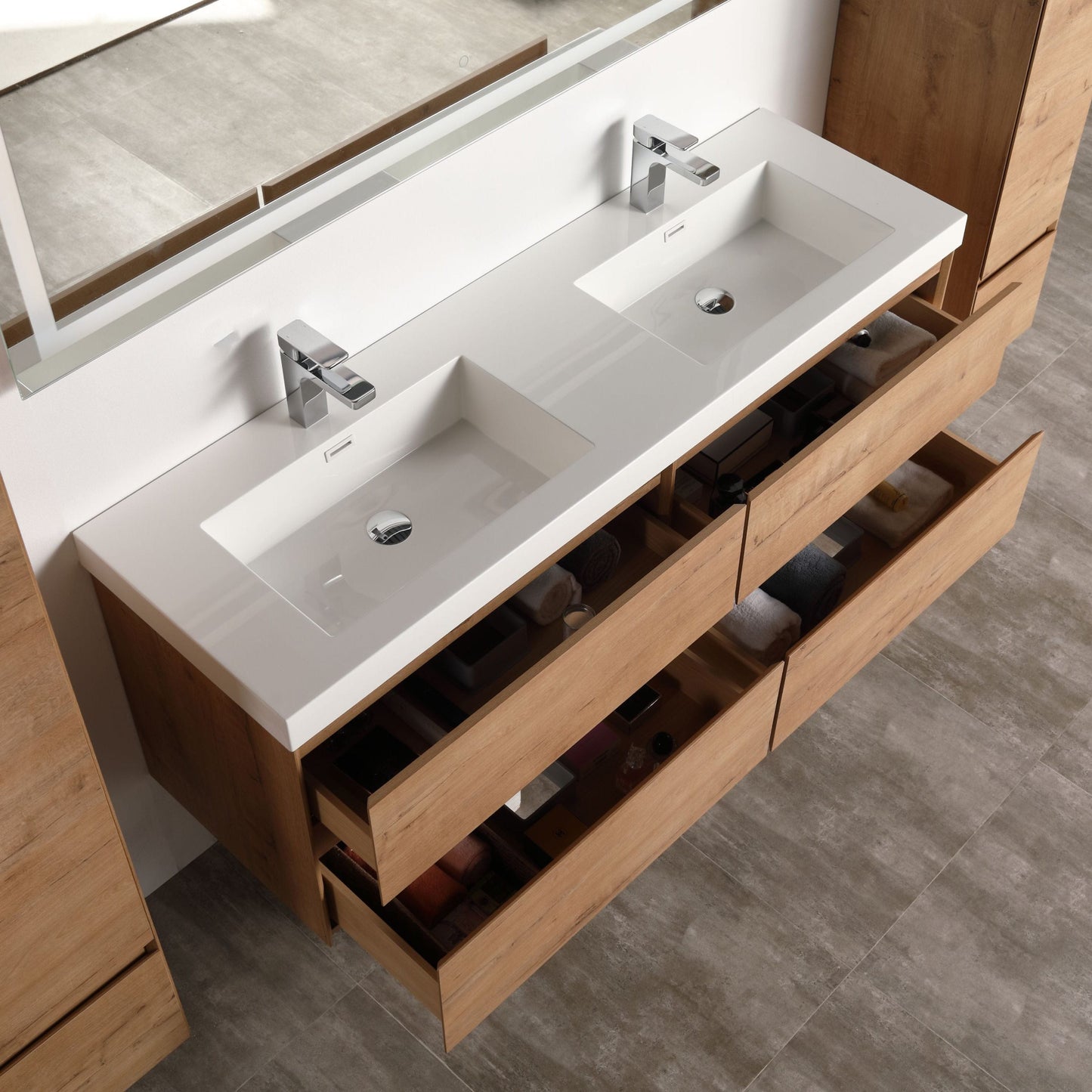 Blossom V8036 60 29 Blossom Assisi 60″ Vanity Double Sink - Classic Oak V8036 60 29