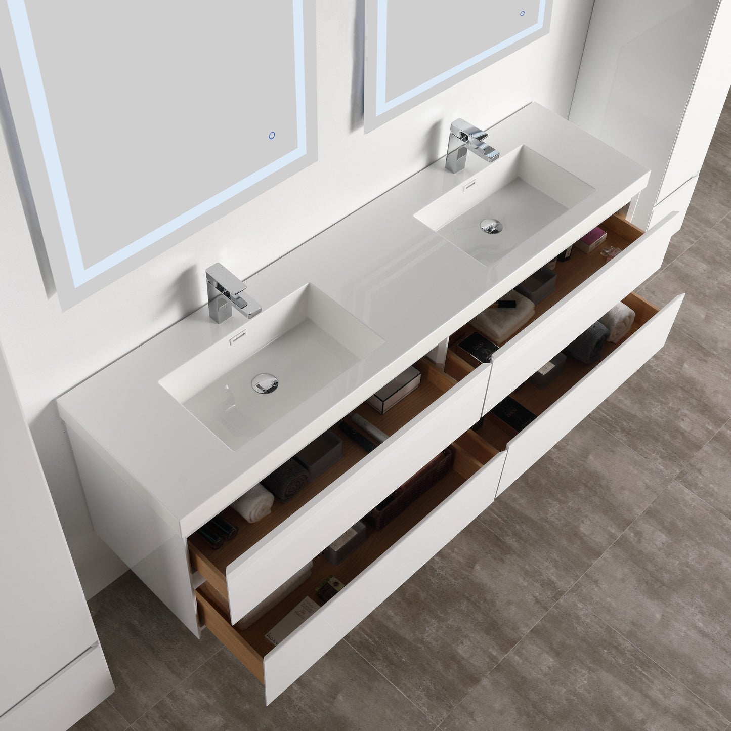 Blossom V8036 72 01 Blossom Assisi 72″ Vanity Double Sink - Glossy White V8036 72 01