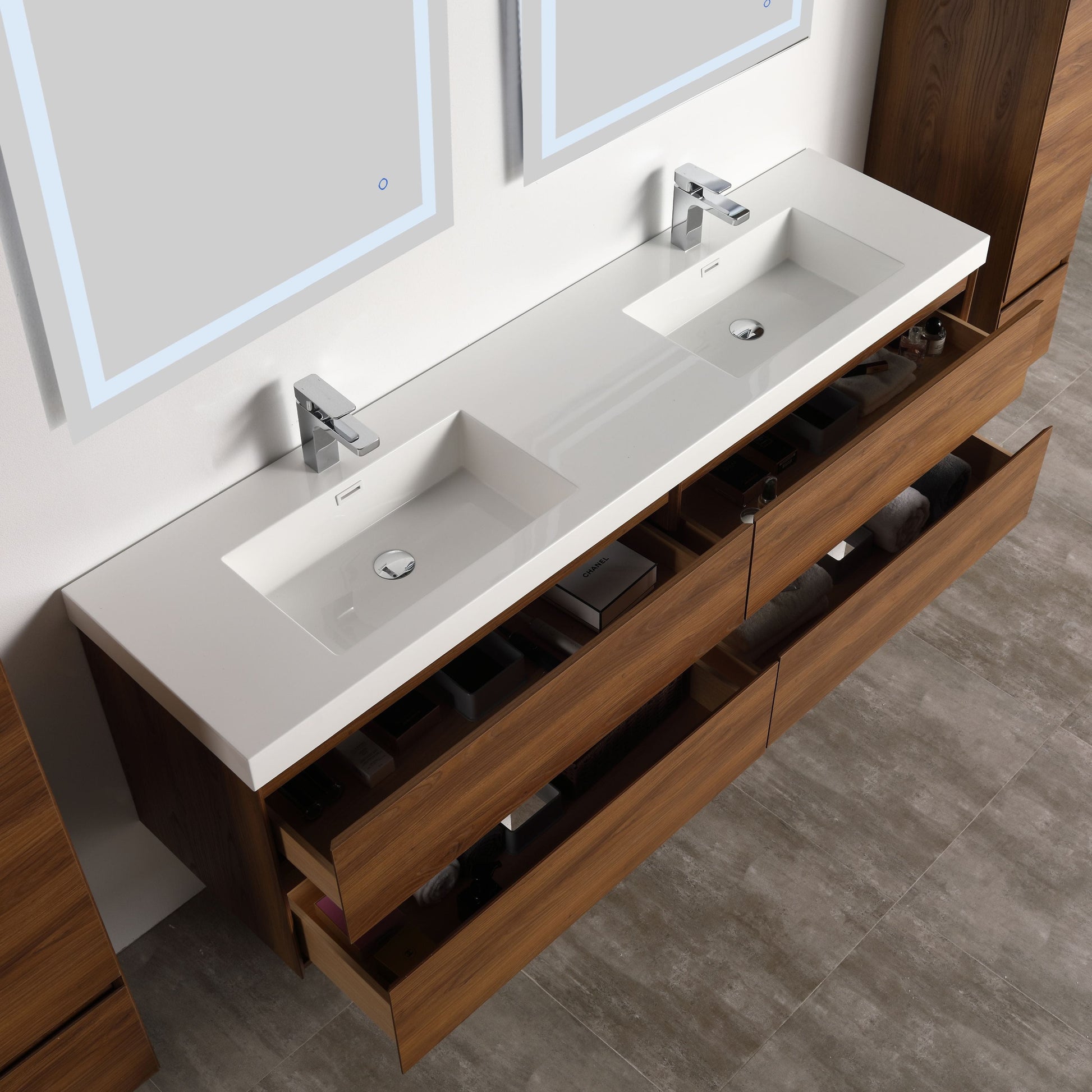 Blossom V8036 72 11  Blossom Assisi 72″ Vanity Double Sink - Brown Walnut V8036 72 11 