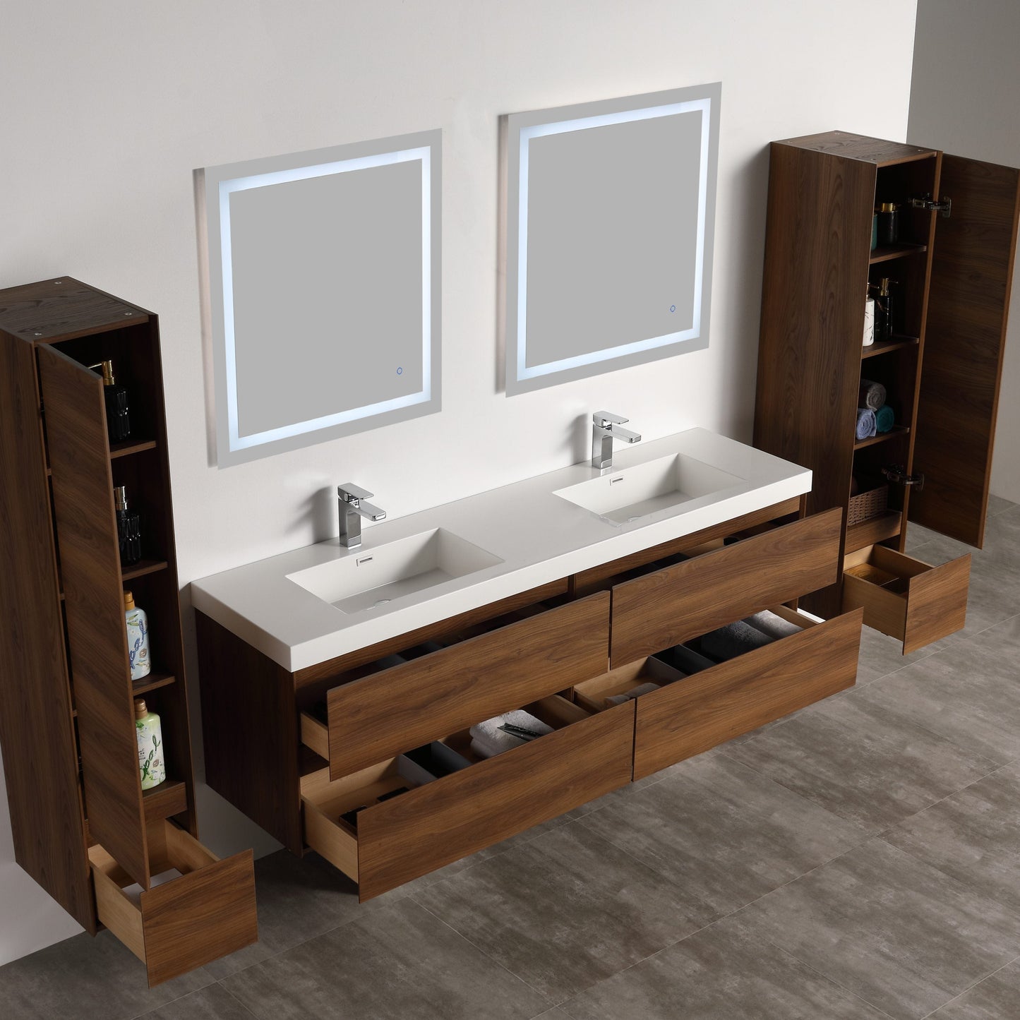 Blossom V8036 72 11  Blossom Assisi 72″ Vanity Double Sink - Brown Walnut V8036 72 11 