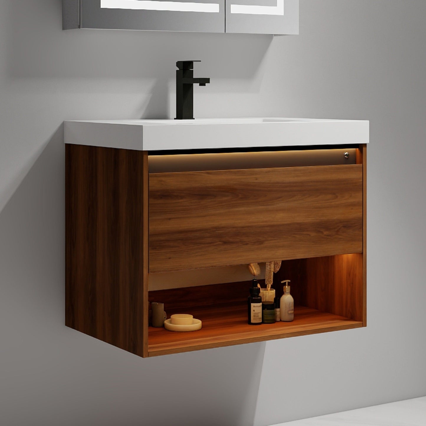 Blossom V8037 30 11 Blossom Bergen 30″ Vanity (Dual LED Illuminated) - Brown Walnut V8037 30 11