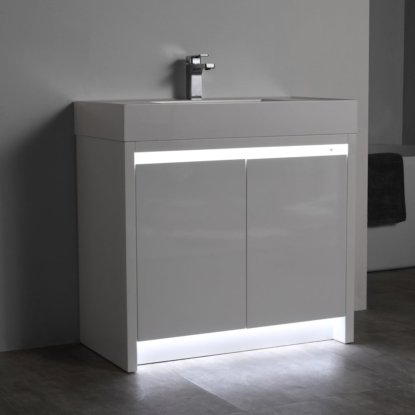 Blossom V8038 36 01 Blossom Capri 36″ Vanity (Dual LED Illuminated) - Glossy White V8038 36 01