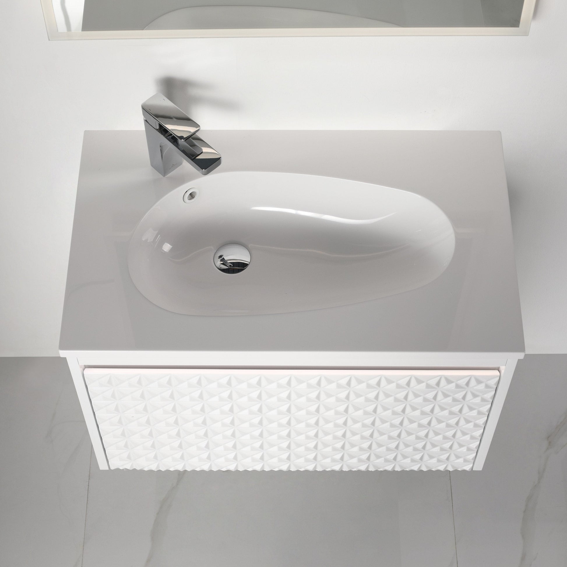 Blossom V8041 30 01 A Blossom Thun 30″ Vanity With Droplet-Shaped Basin (LED Illuminated) - Glossy White V8041 30 01 A