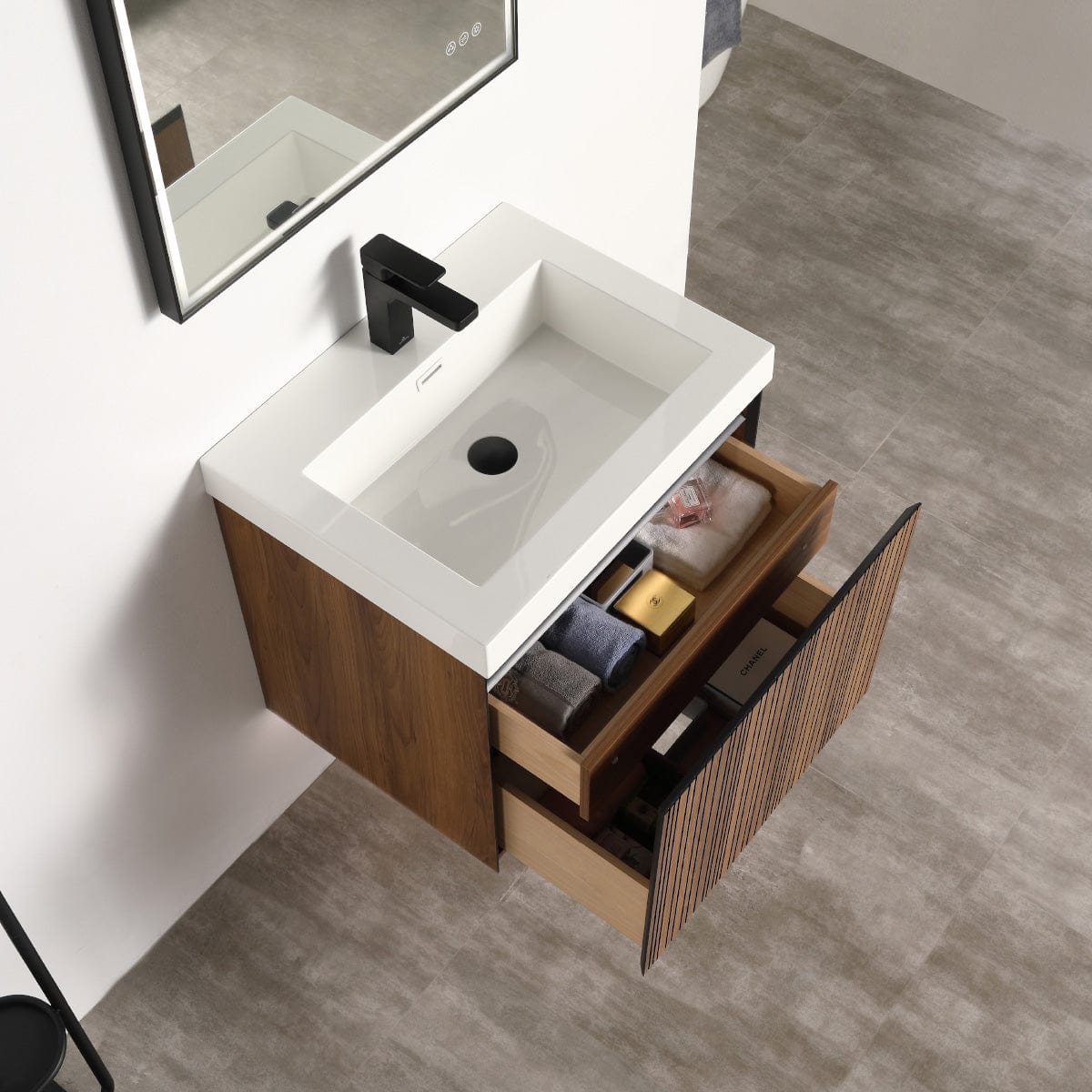 Blossom V8043 24 19 Blossom Lille – 24 Inch Vanity – Brown Walnut Strip - Brown Walnut Strip V8043 24 19